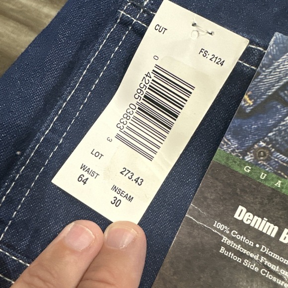 NEW NWT Key Imperial Bib Overalls Mens 64x30 Rinsed Blue Denim Zip Fly Workwear - Picture 8 of 10